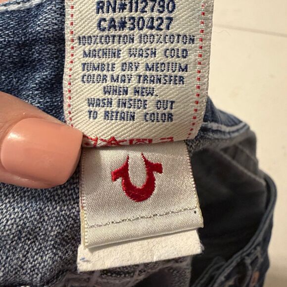 True Religion Joey super T low-rise flare jeans flap pockets & twisted inseam - Picture 7 of 8